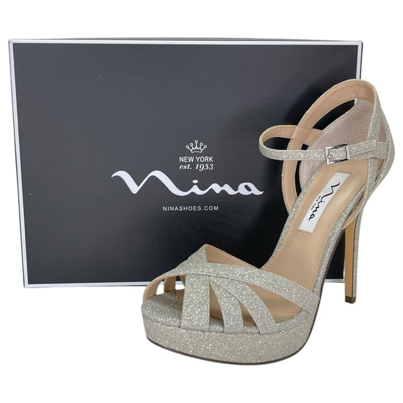 Nina Samara Dark Silver Glitterati Womens Heels Size 8M - Picture 12 of 12